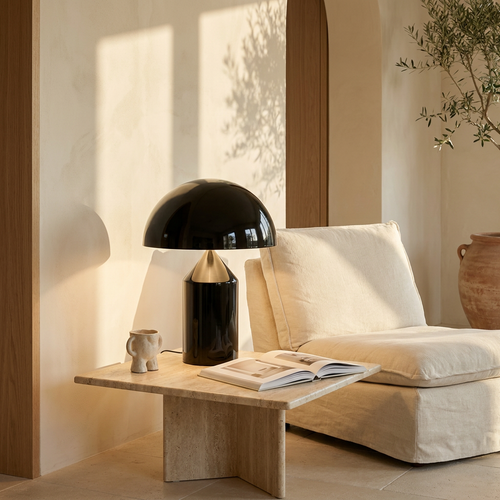 Nordic Black Mushroom Table Lamp | Modern Metal Bedside Lamp for Bedroom & Living Room