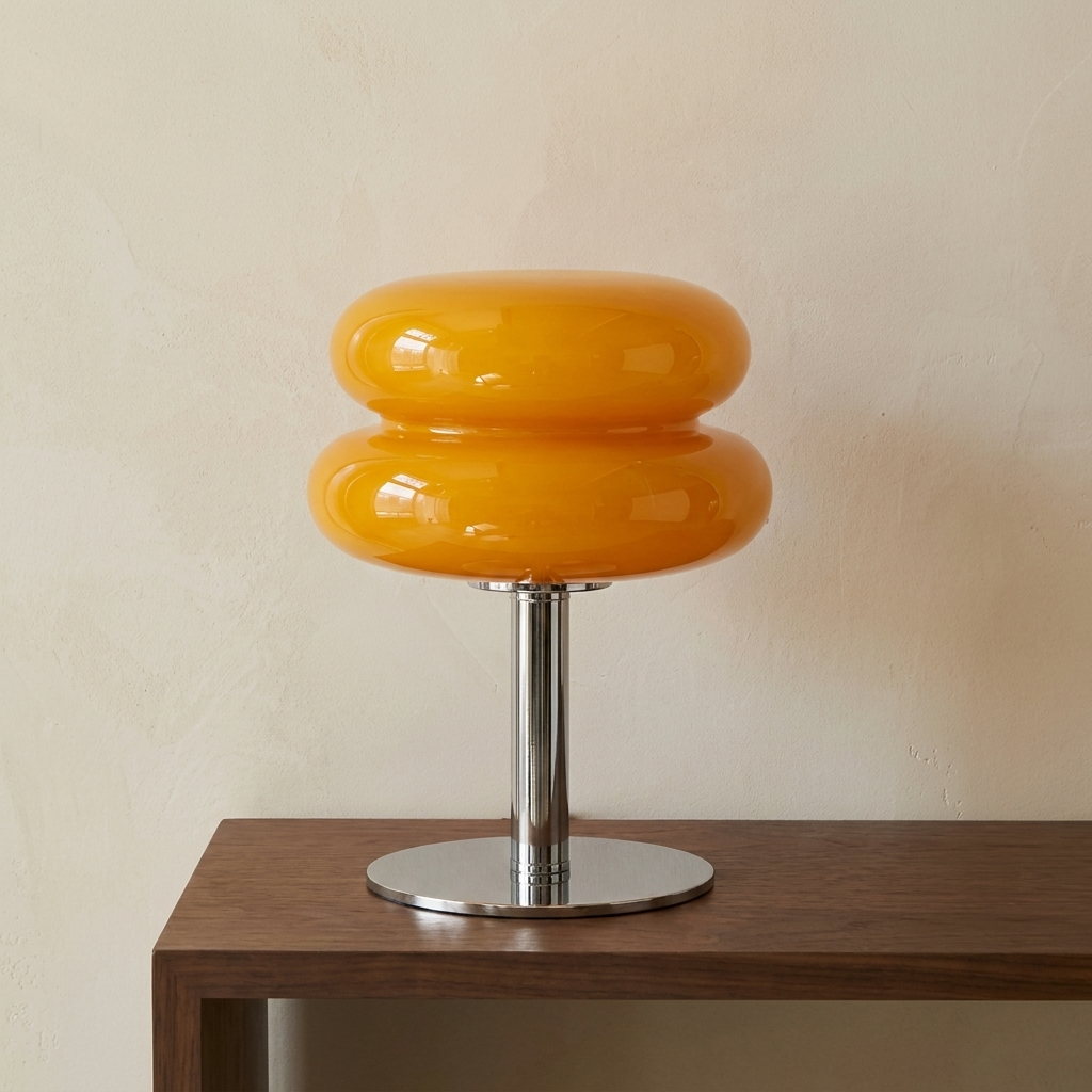 Orange Glass Table Lamp | Dimmable LED Bedside & Living Room Lamp
