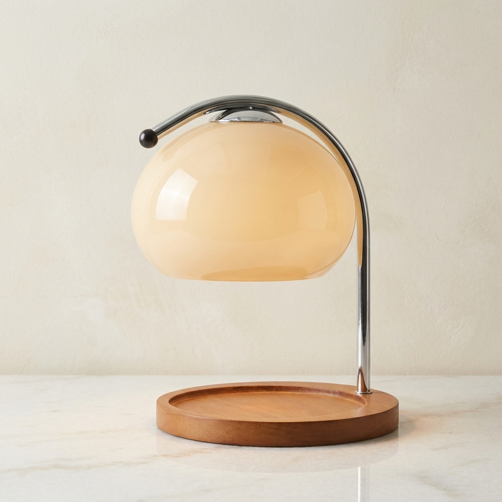 White Glass Globe Table Lamp | Modern Dimmable Bedside & Ambient Lamp